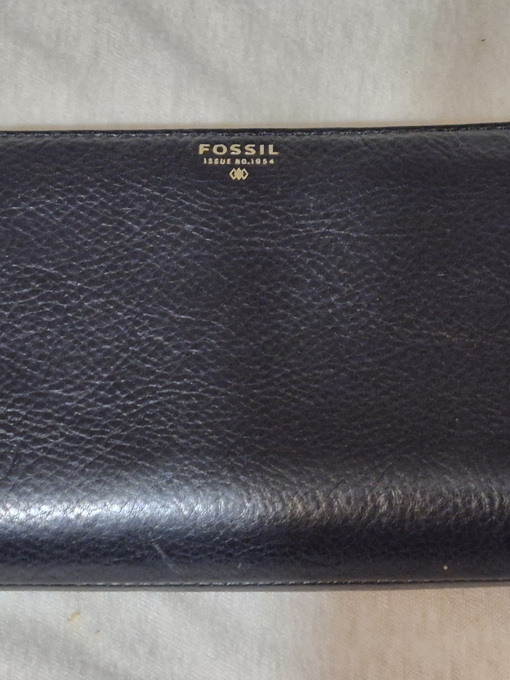 Fossil Large Black Leather Zip Wallet